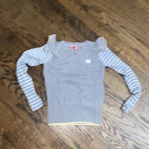 No added sugar ruffle stripe gray sweater 7/8 no added sugar